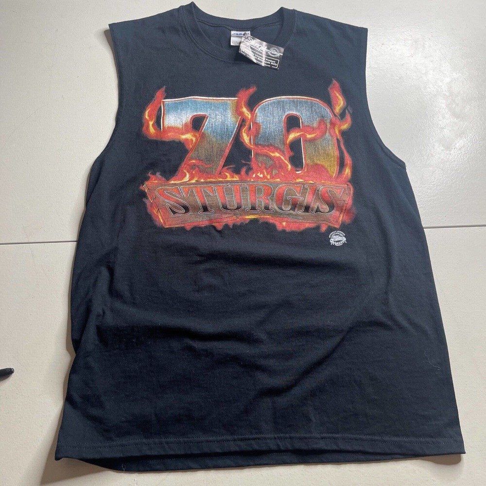 sturgis 70th anniversary sleeveless shirt Black 2010 Sz L Official Motorcycle